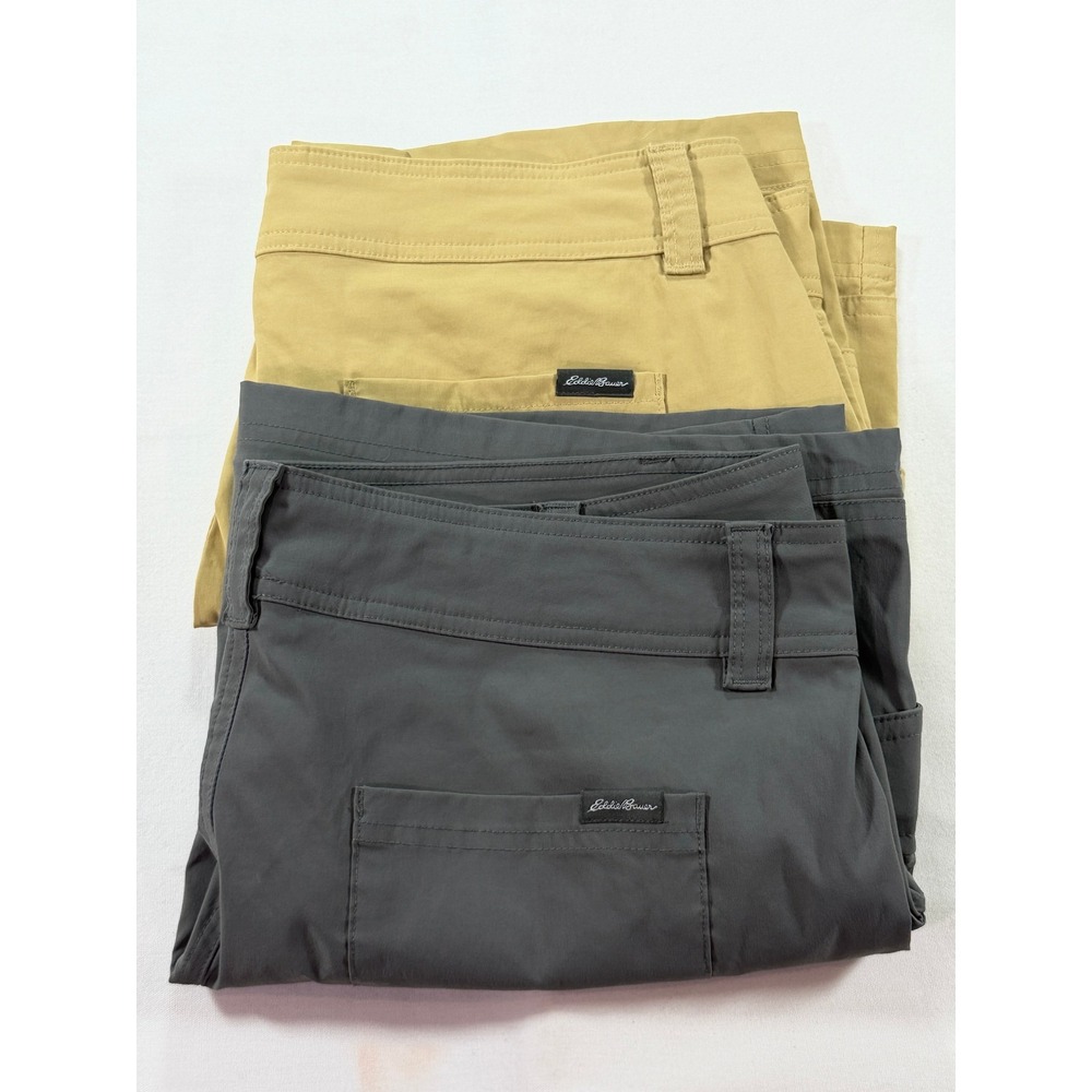 Eddie Bauer Womens Cargo Shorts Bundle 2 Pairs Gray Tan Hiking Outdoor Size 12